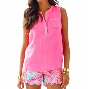 Lilly Pulitzer Sleeveless Linen Key Largo Tank/Tunic in Flamingo Pink with Tags